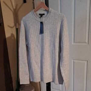 Banana Republic Soft Gray Cable Knit Crewneck Sweater